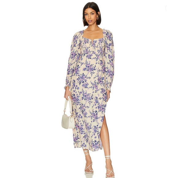 76. Free People Jaymes Midi Dress in Iris Combo, Size Small. - Picture 1 of 7